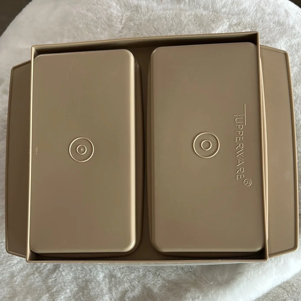 Tupperware White and Tan Container